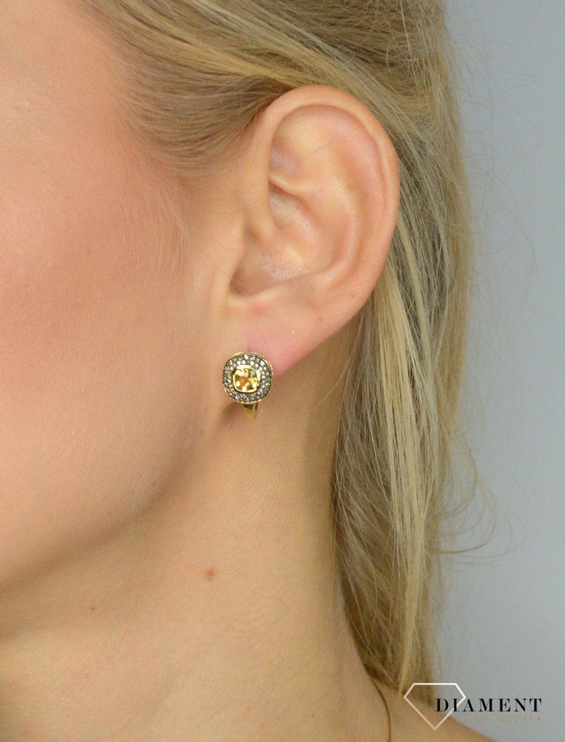 Złote kolczyki DIAMENT cytryn, diamenty E 1348CTCH.jpg